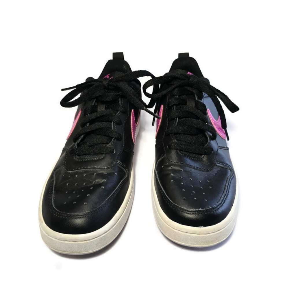 Nike Court Borough 2 Low Black Pink Youth Sz 7Y BQ5448-003 - Picture 2 of 16